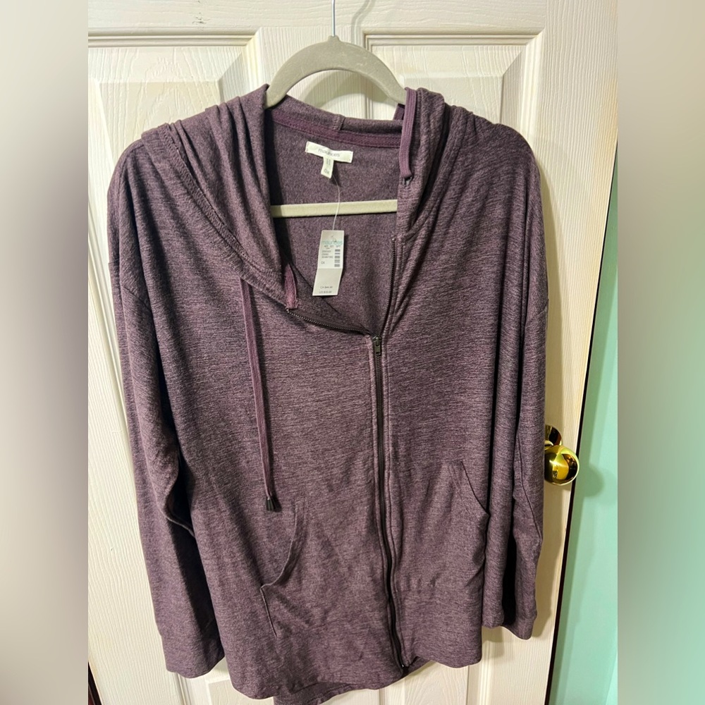 Maurice’s long sleeve zip up hooded t shirt OX